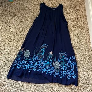 Blue Beaded shirt dress